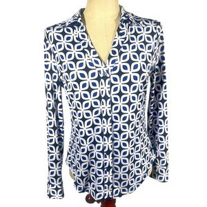 Philosophy Republic Geometric Petal Print Button Down Blouse Size M NWT